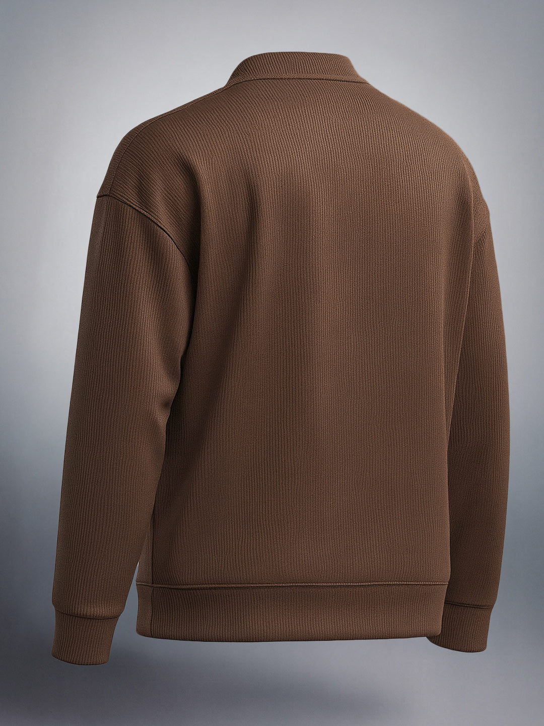 Men's Brown Oversized Fit Textured Casual Sweatshirt