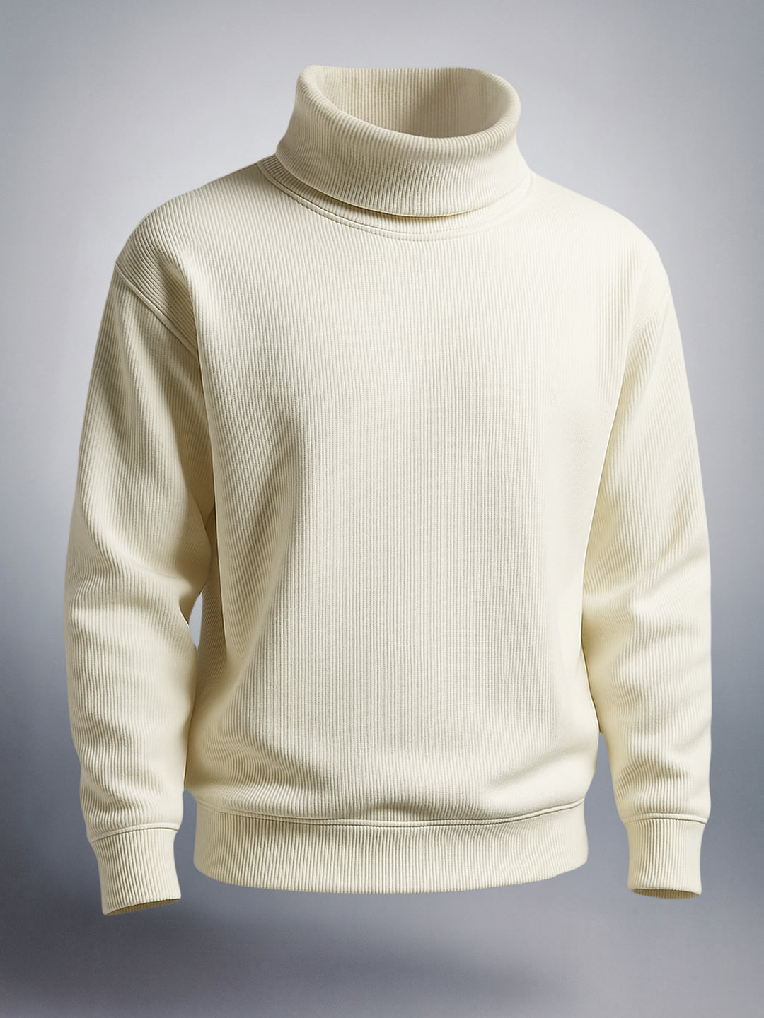 Men's Off White Relaxed Fit Textured Casual Sweatshirt