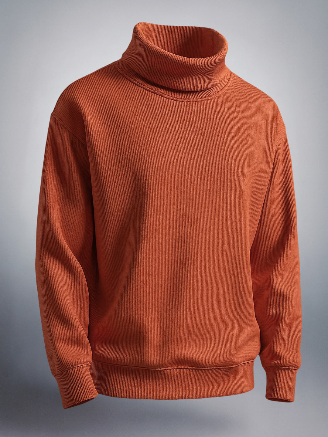 Men's Rust Relaxed Fit Textured Casual Sweatshirt