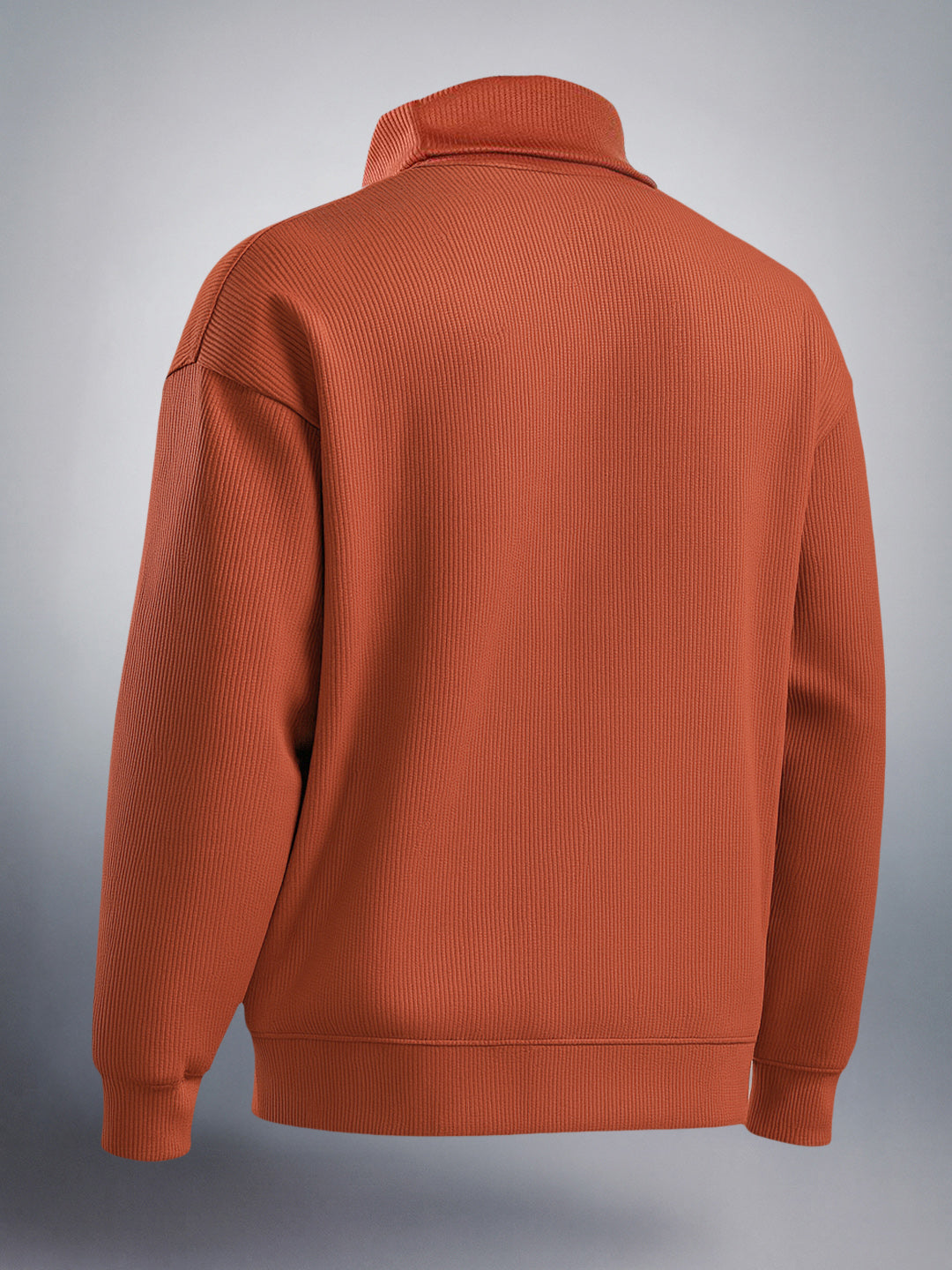 Men's Rust Relaxed Fit Textured Casual Sweatshirt