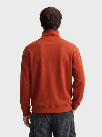 Men's Warm Amber Relaxed Fit Solid Casual Sweatshirts