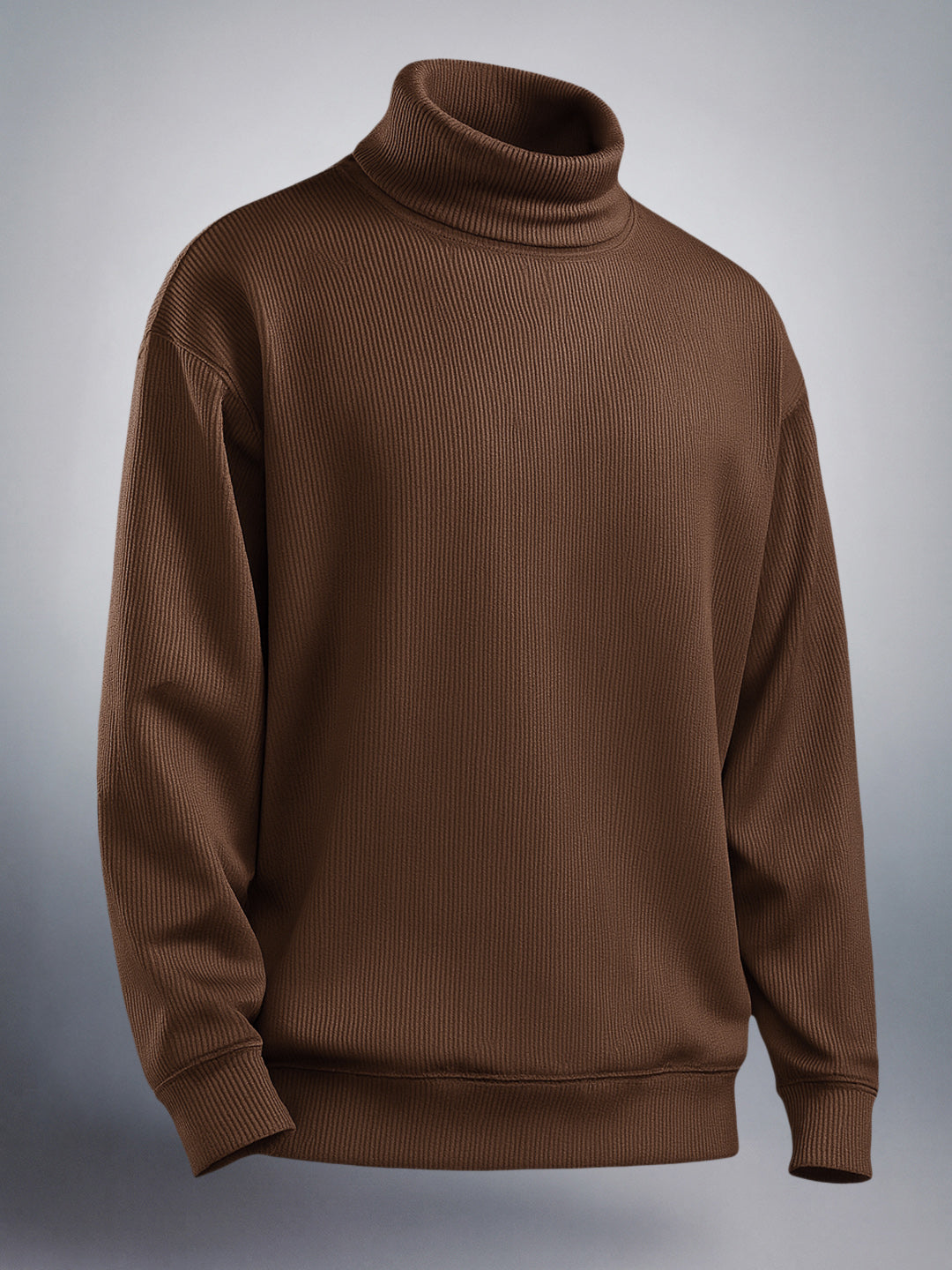 Men's Brown Relaxed Fit Textured Casual Sweatshirt