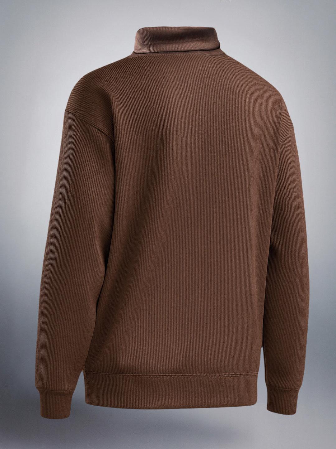 Men's Brown Relaxed Fit Textured Casual Sweatshirt