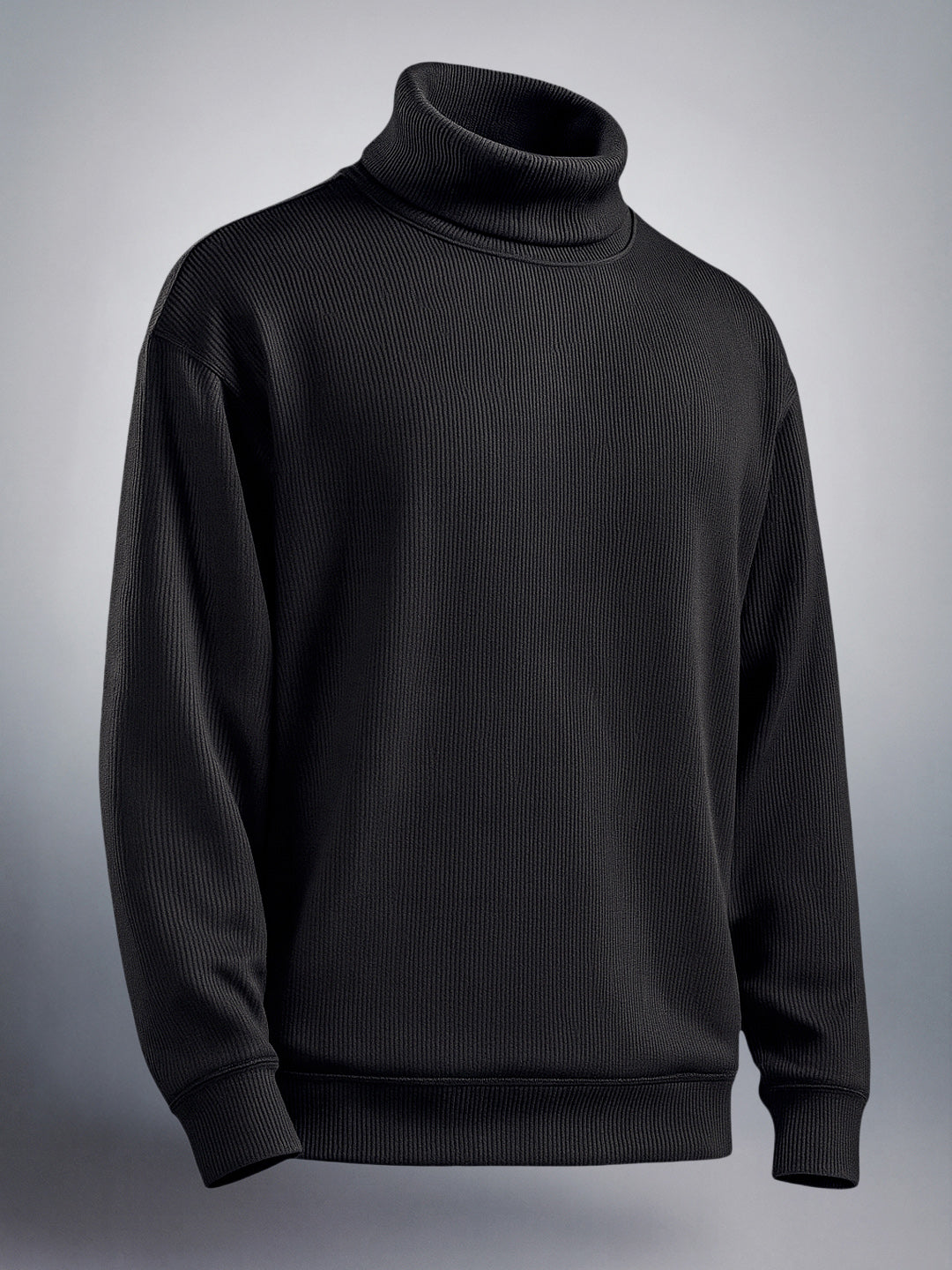 Men's Black Relaxed Fit Textured Casual Sweatshirt