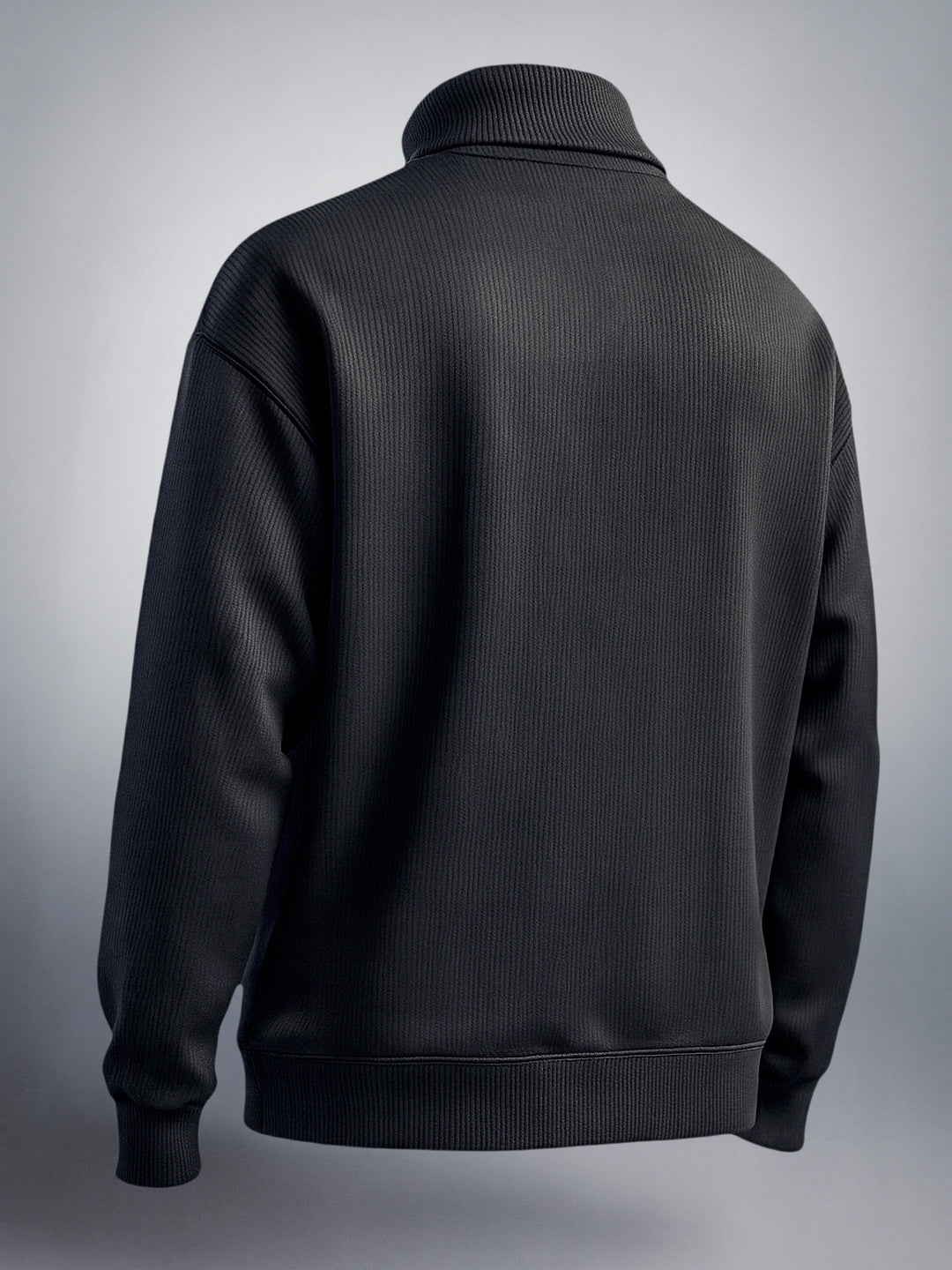 Men's Black Relaxed Fit Textured Casual Sweatshirt