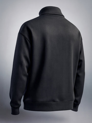 Men's Black Relaxed Fit Solid Casual Sweat Shirt