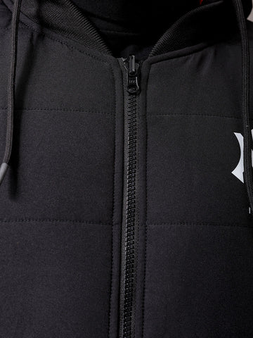 Men's Slim Fit Back Print Reversible Hooded Puffer Jacket