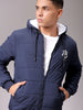 Men's Slim Fit Back Print Reversible Hooded Puffer Jacket