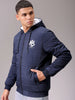 Men's Slim Fit Back Print Reversible Hooded Puffer Jacket
