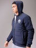 Men's Slim Fit Back Print Reversible Hooded Puffer Jacket