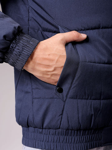 Men's Slim Fit Back Print Reversible Hooded Puffer Jacket
