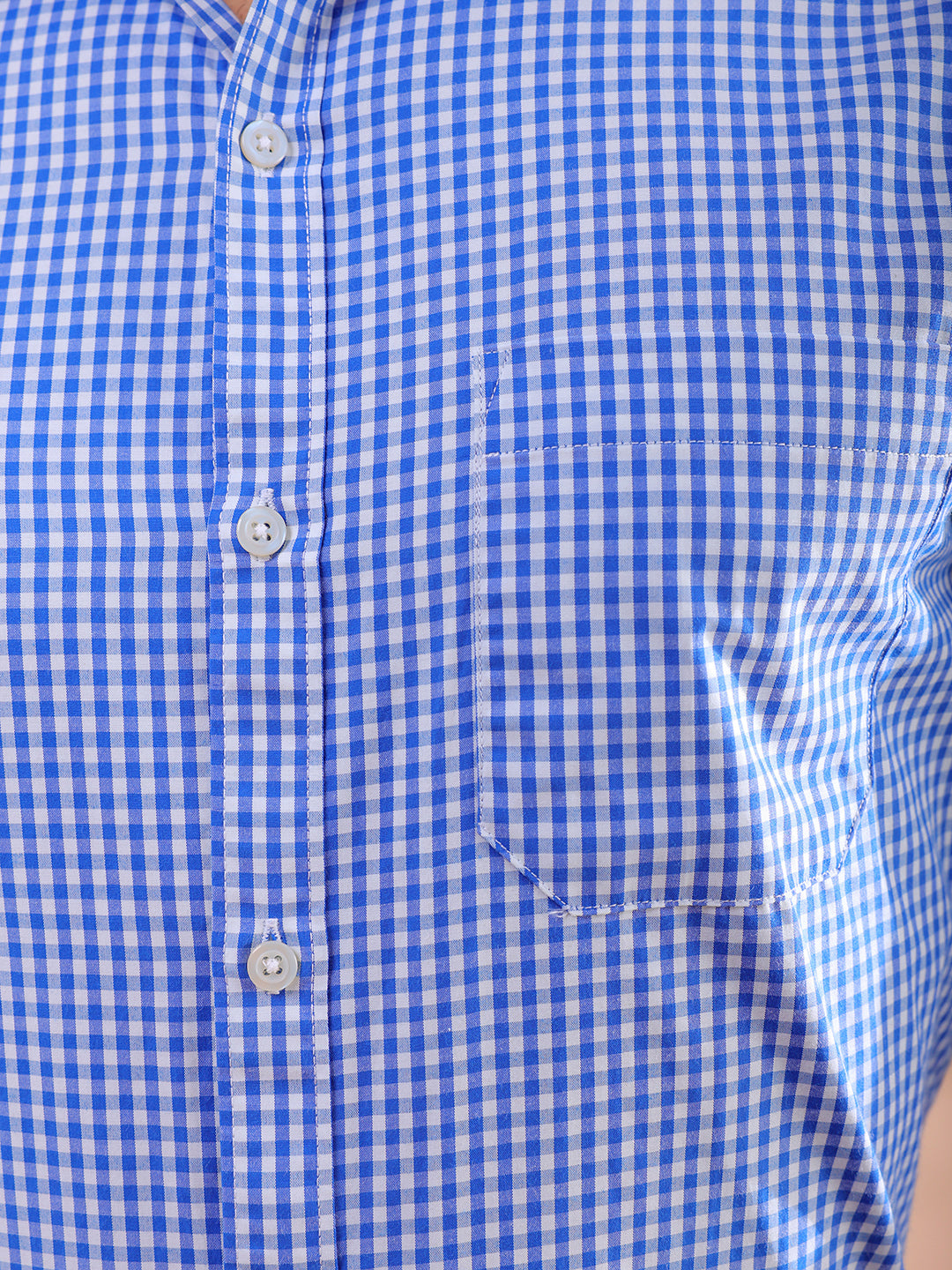 Shop Men's Blue Slim Fit Checked Formal Shirt Online.