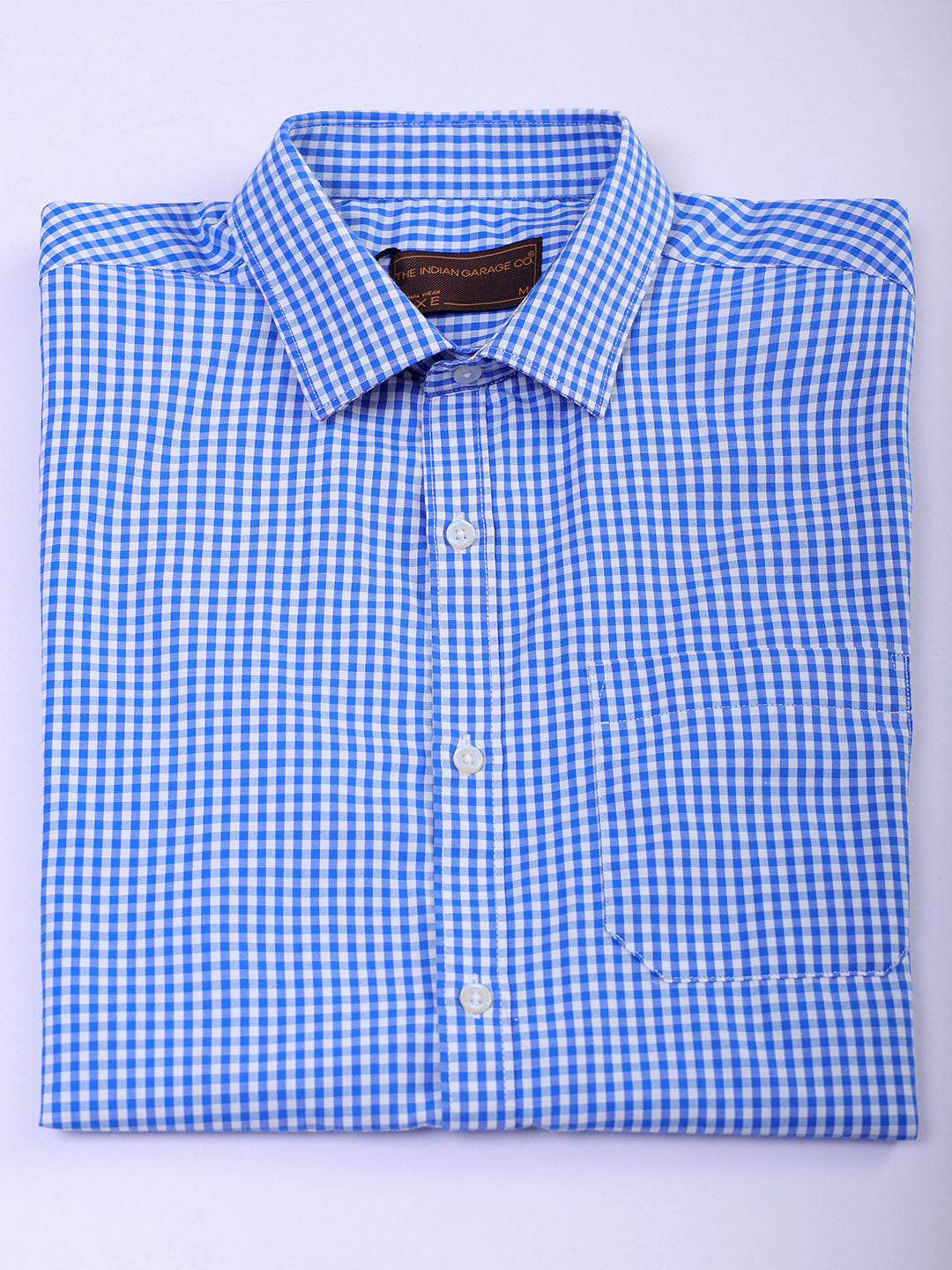 Shop Men's Blue Slim Fit Checked Formal Shirt Online.