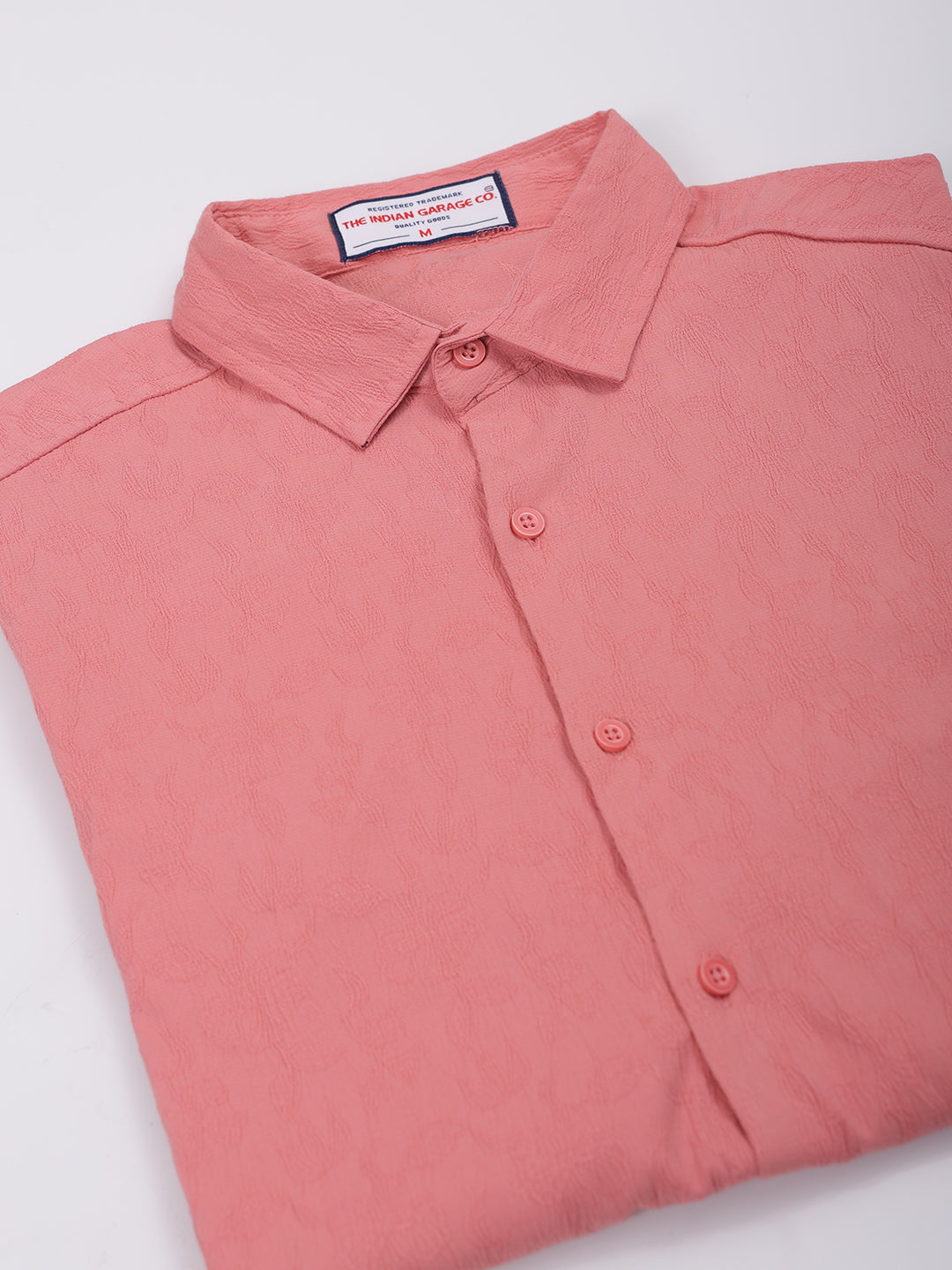 Men's Pink Slim Fit Textured Shirt