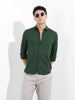 Men's Green Slim Fit Textured Resort Wear Shirt