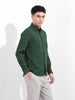 Men's Green Slim Fit Textured Resort Wear Shirt