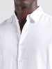 Men's White Slim Fit Textured Resort Wear Shirt