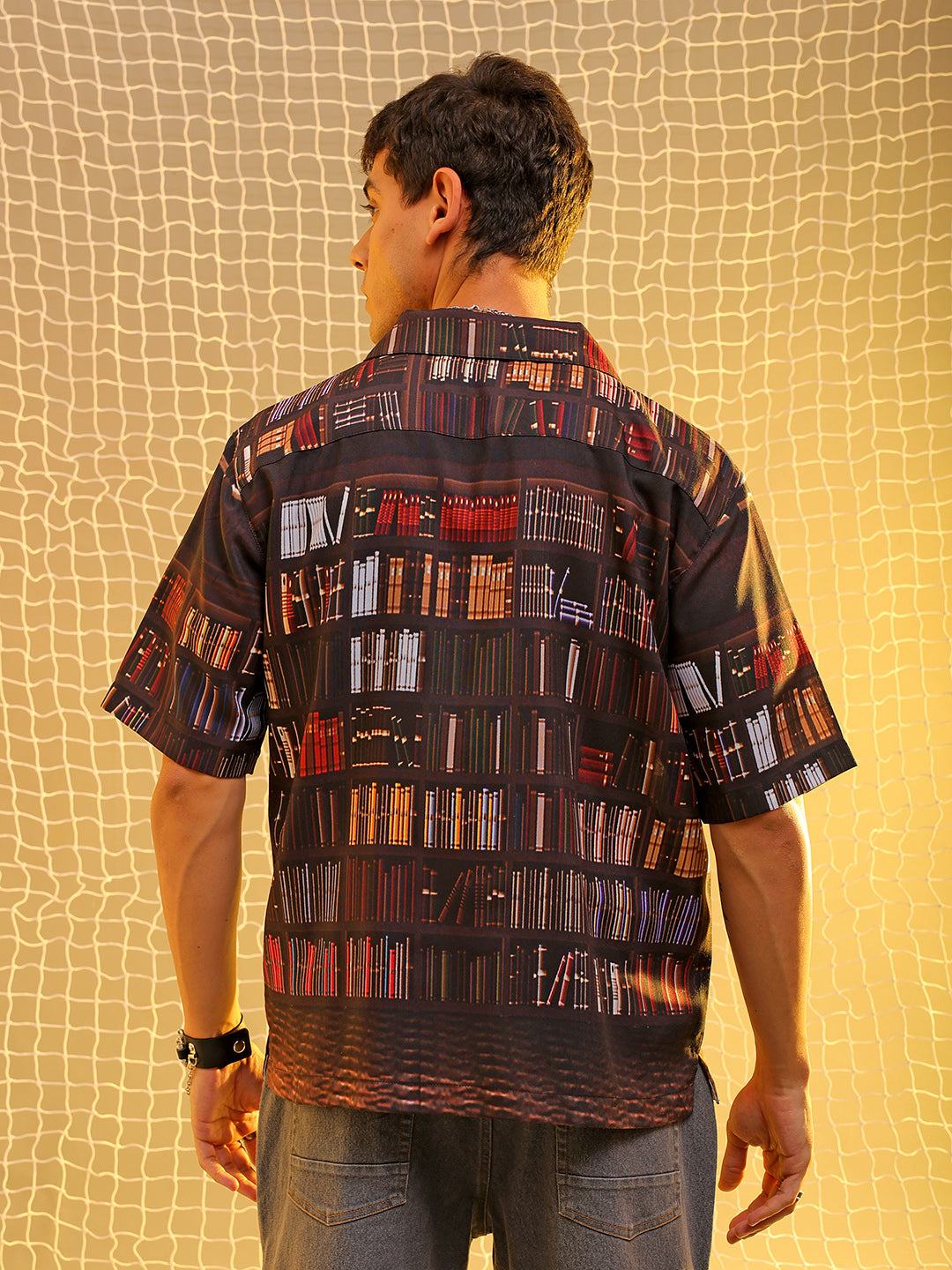 Men's Brown Oversized Fit Graphic Shirt