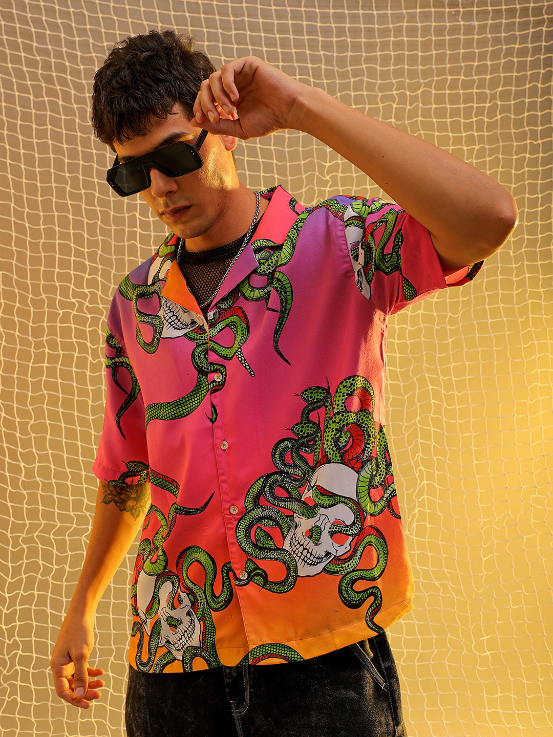 Men's Multicolor Oversized Fit Graphic Shirt