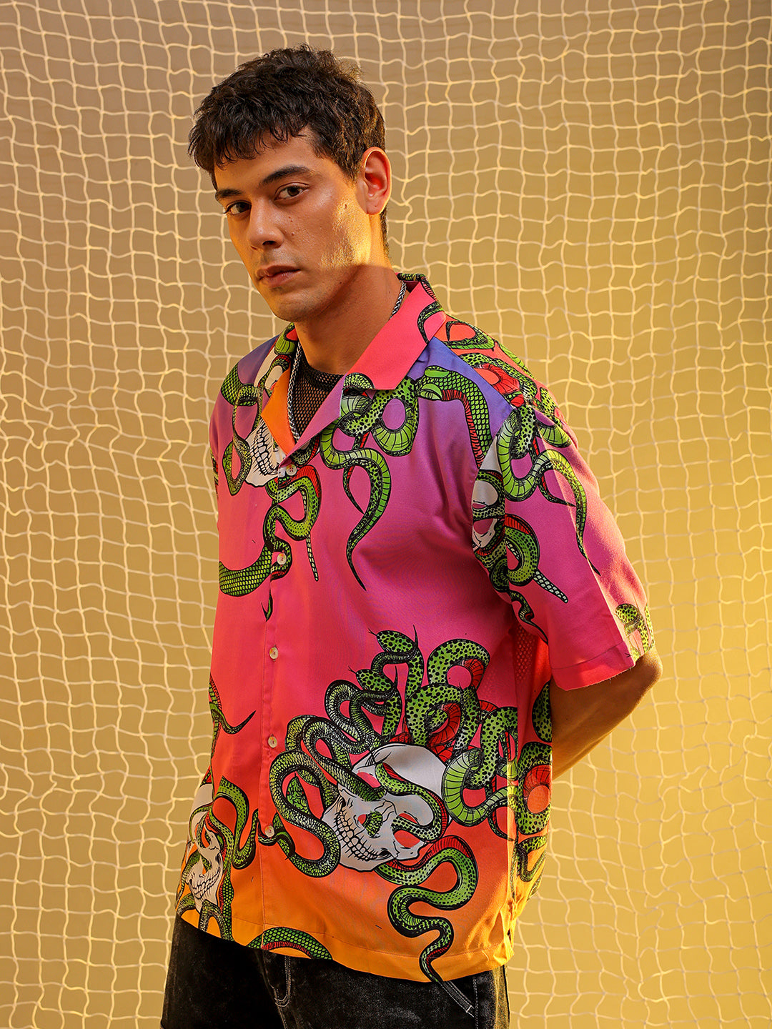 Men's Multicolor Oversized Fit Graphic Shirt