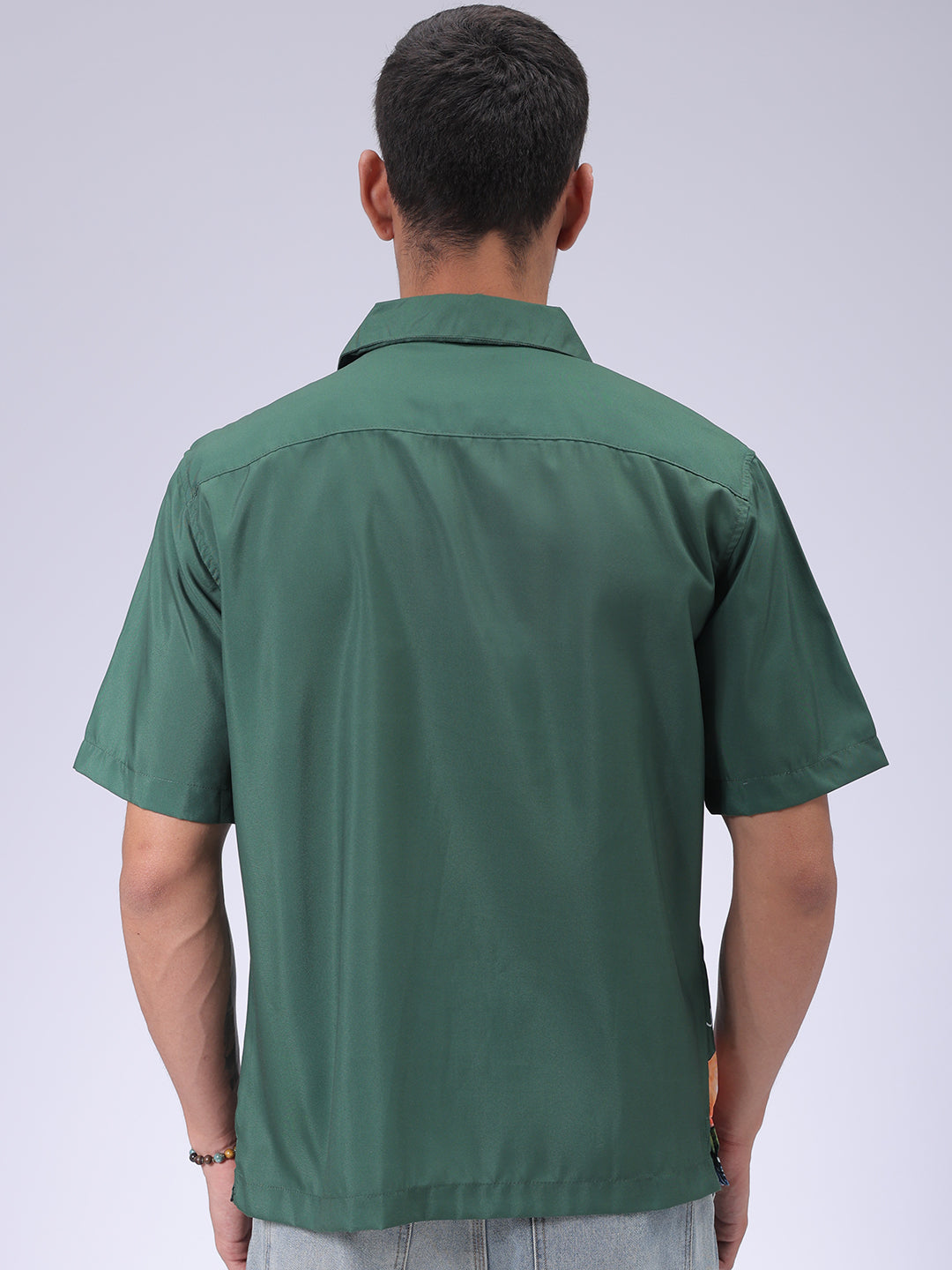 Men's Green Oversized Fit Graphic Shirt