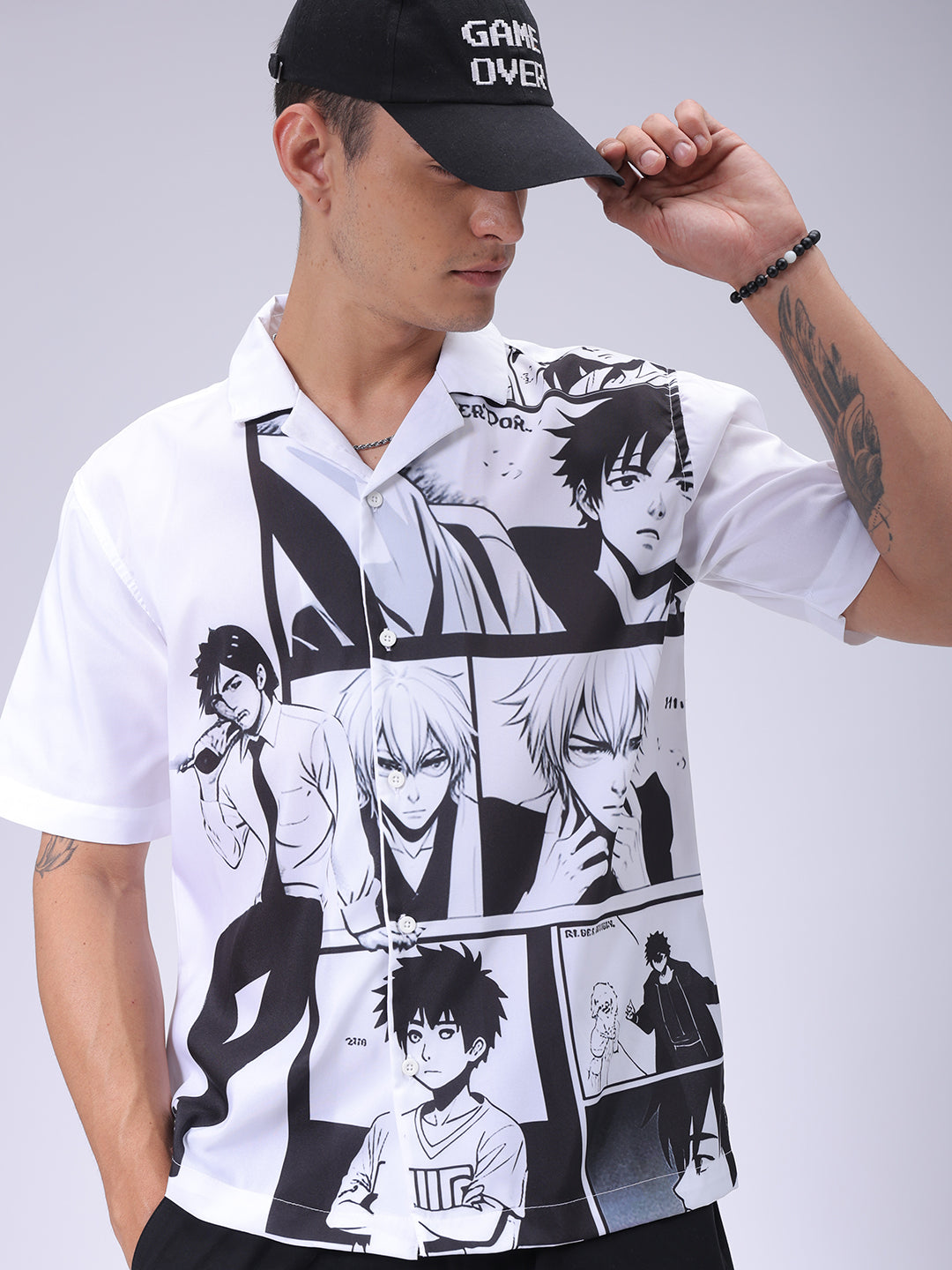 Men's Black Oversized Fit Graphic Shirt