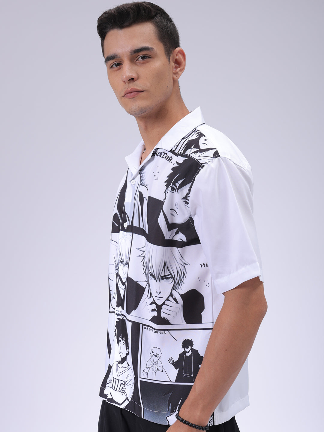 Men's Black Oversized Fit Graphic Shirt