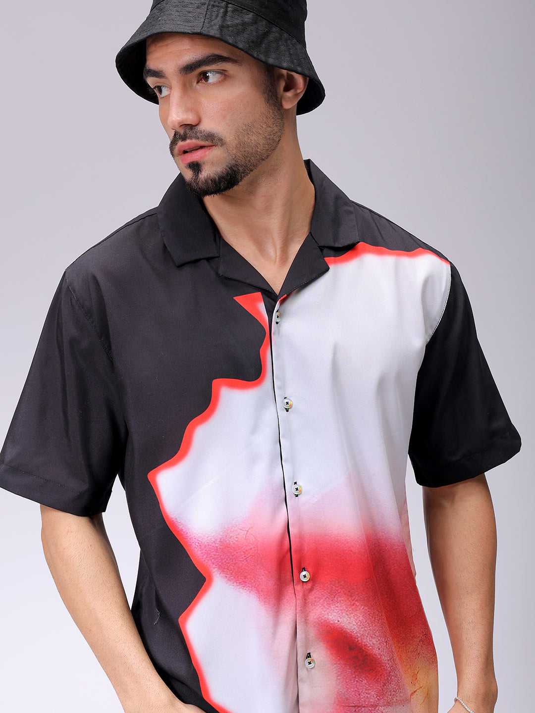 Men's Black Oversized Graphic Streetwear Shirt