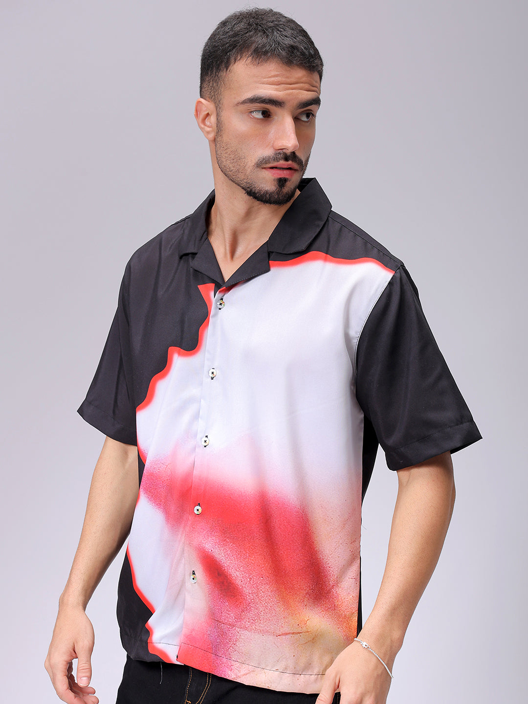 Men's Black Oversized Graphic Streetwear Shirt