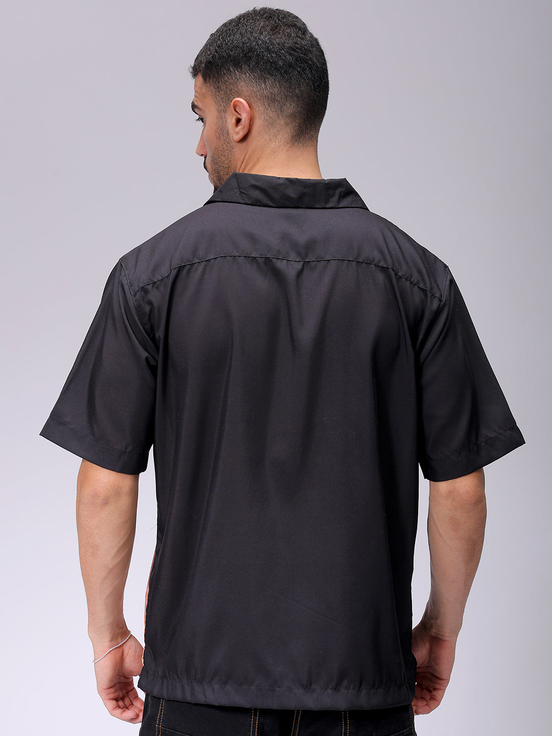 Men's Black Oversized Graphic Streetwear Shirt