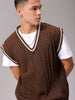 Men's Brown Oversized Textured Sweater
