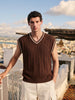 Men's Choco Oversized Fit Textured Casual Sweater