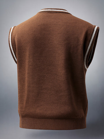 Men's Brown Oversized Textured Sweater