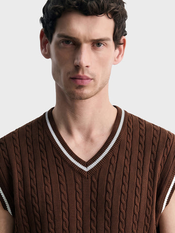 Men's Choco Oversized Fit Textured Casual Sweater