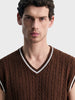 Men's Choco Oversized Fit Textured Casual Sweater