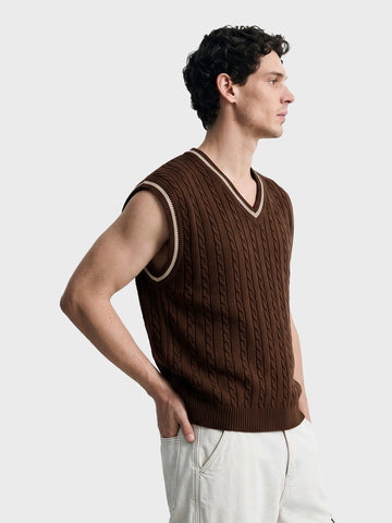 Men's Choco Oversized Fit Textured Casual Sweater