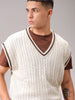 Men's White Oversized Textured Sweater