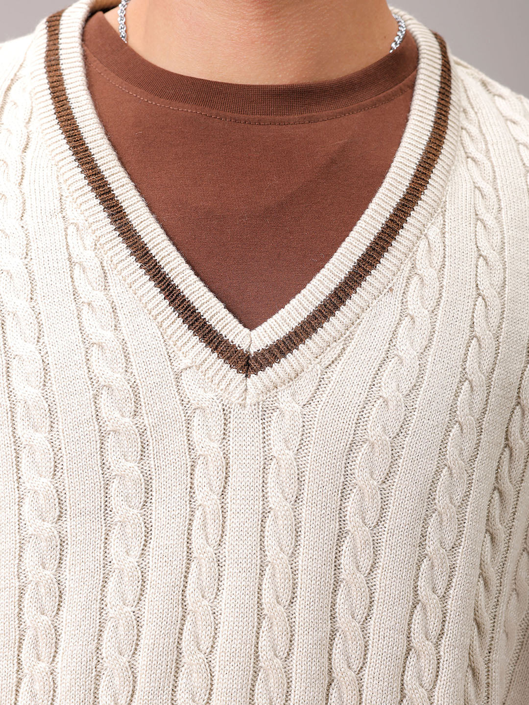 Men's White Oversized Textured Sweater