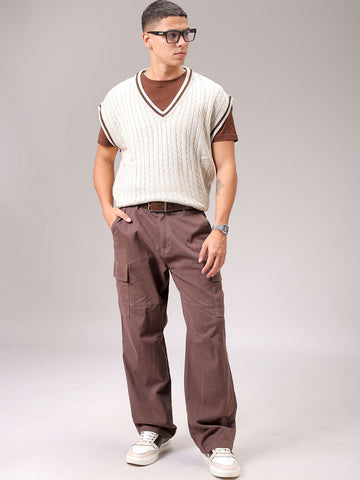 Men's White Oversized Textured Sweater