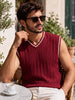 Men's Maroon Oversized Fit Textured Casual Sweater