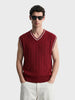 Men's Maroon Oversized Fit Textured Casual Sweater