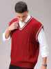 Men's Maroon Oversized Textured Sweater
