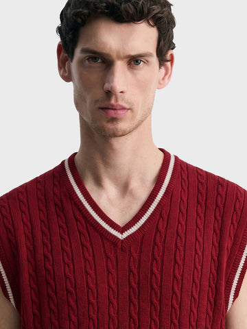 Men's Maroon Oversized Fit Textured Casual Sweater