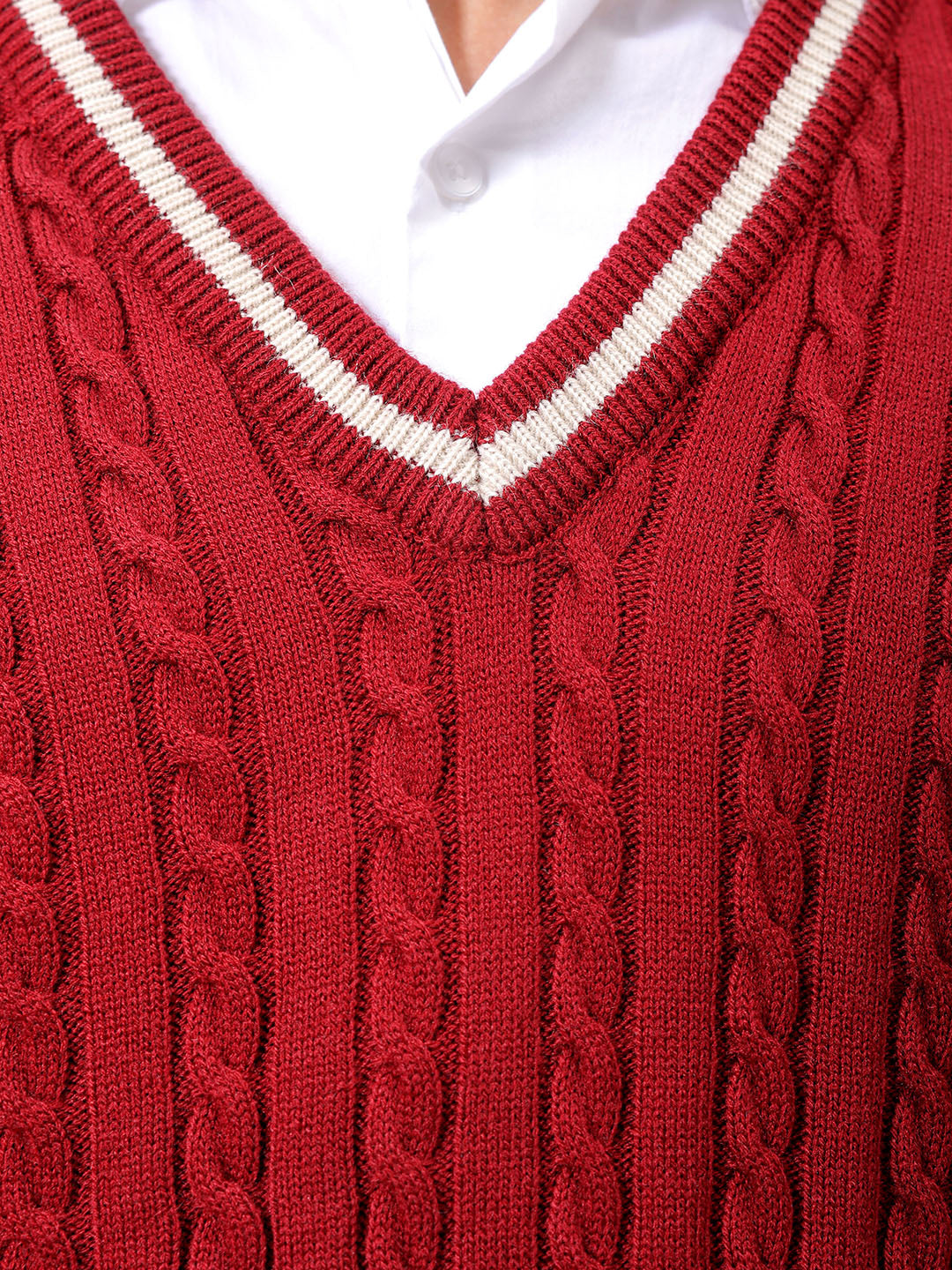 Men's Maroon Oversized Textured Sweater