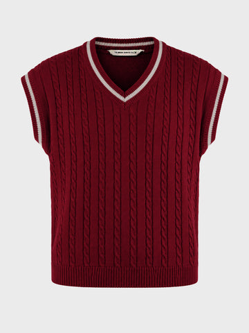 Men's Maroon Oversized Fit Textured Casual Sweater