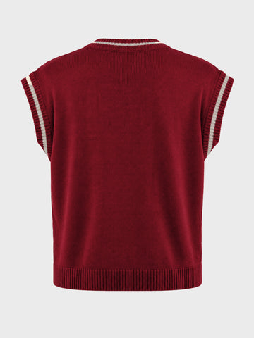 Men's Maroon Oversized Fit Textured Casual Sweater