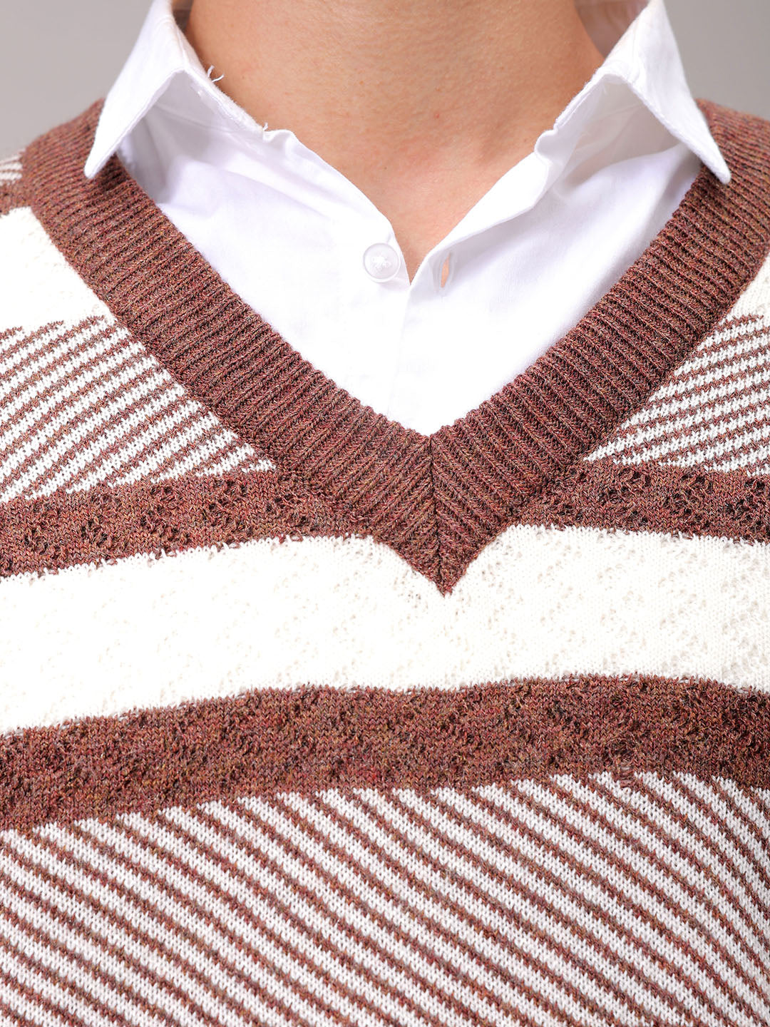 Men's Brown Oversized Striped Sweater