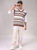 Men's Brown Oversized Striped Sweater