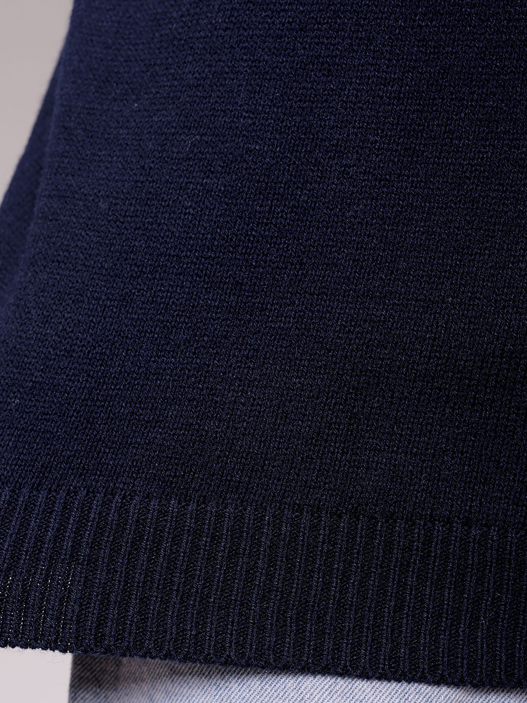 Men's Navy Blue Relaxed Fit Argyle Sweater