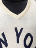 Men's Cream Boxy Fit Slogan V-Neck Sweater